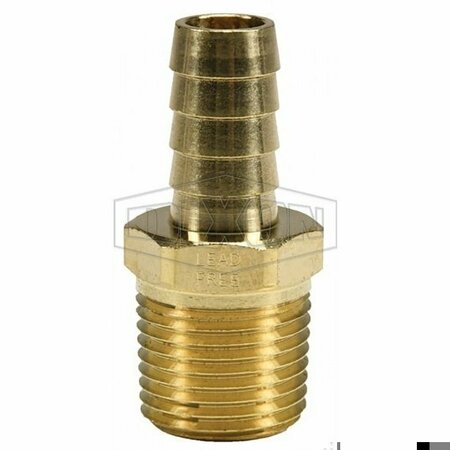 DIXON Hose Barb Fitting, 1/8 x 3/8 in Nominal, MNPT x Hose Barb End Style, Brass 1020602CLF